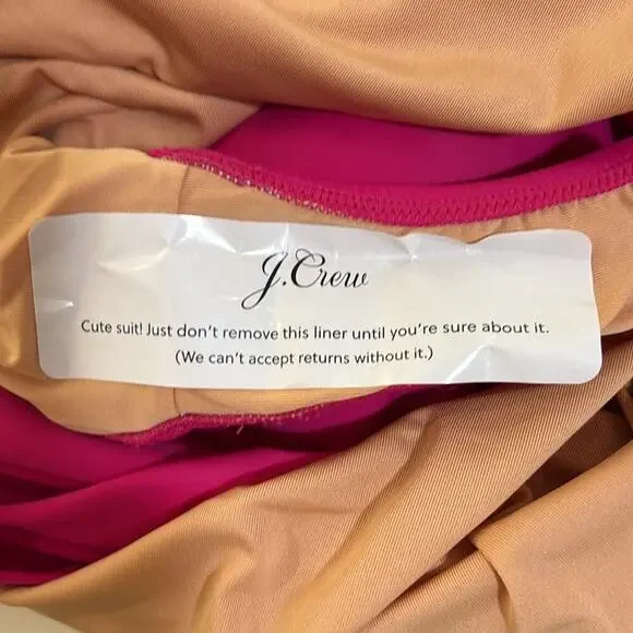 J. Crew swimsuit one-piece deep V-neck ruffles hot pink ruched sides new w tags - Picture 5 of 5